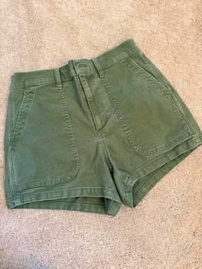 Madewell Olive Green High-Waist Utility Shorts